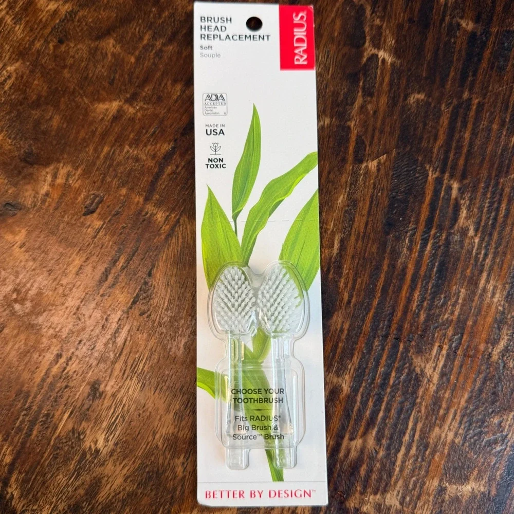 RADIUS Brush Head Replacement Soft 2-Pack for Big‎ Brush and Source Clear White